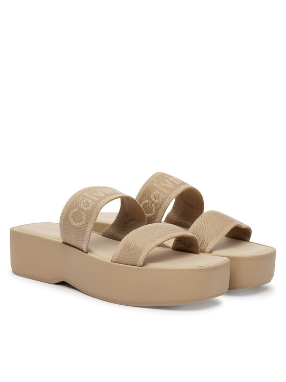 Calvin Klein Calvin Klein Nazouváky Flatform Sndl Webbing HW0HW02878 Béžová