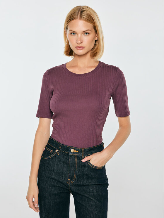 BIG STAR BIG STAR T-Shirt IMIJA Bordowy Slim Fit