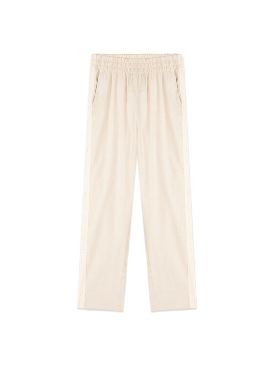 Oltre Oltre Spodnie materiałowe P003J002456N013 Biały Regular Fit