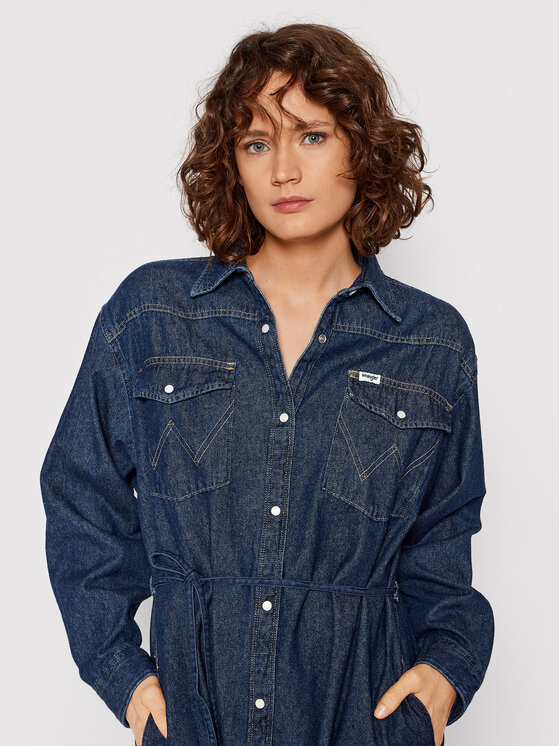 Wrangler Wrangler Jeanskleid Jumbo W9R46OX1E 112146524 Dunkelblau Regular Fit