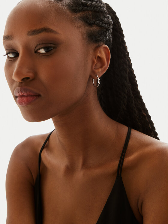 Coach Coach Náušnice Signature Hoop Earrings 37408160RHO030 Strieborná