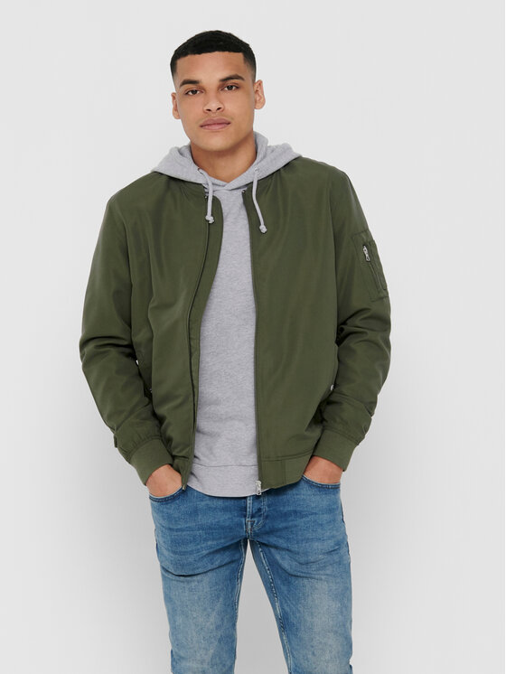 Only & Sons Only & Sons Bunda bomber Jack 22015866 Zelená Regular Fit