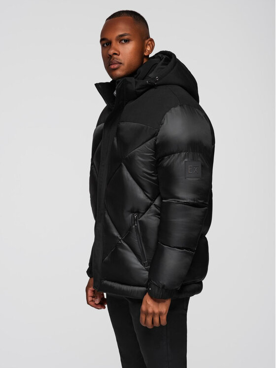 Ombre Ombre Kurtka zimowa OM-JAHP-0237 Czarny Regular Fit