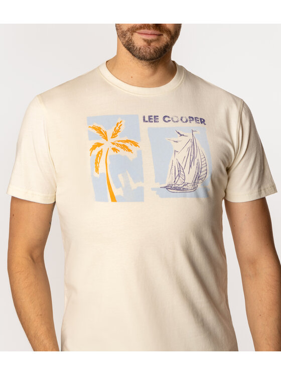 Lee Cooper Lee Cooper T-Shirt SEA 1160 Beżowy Slim Fit