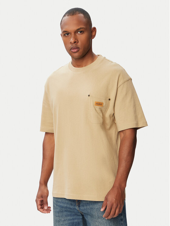 HUGO Tricou Nevado 50564045 Bej Loose Fit