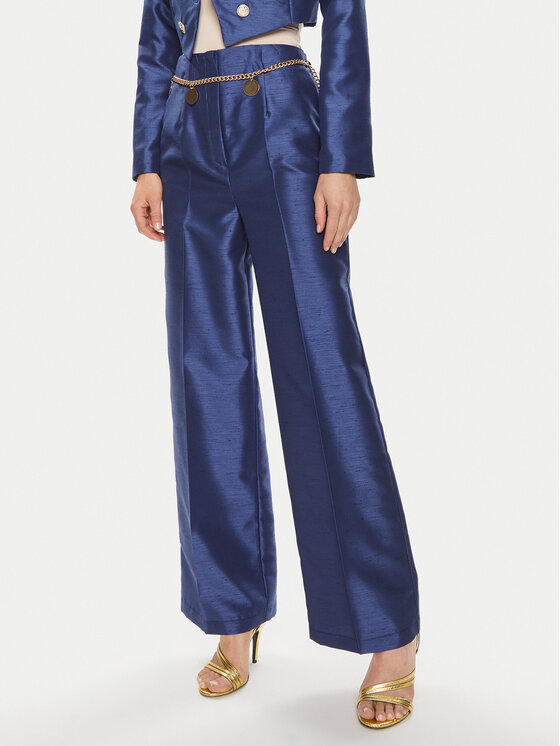 Rinascimento Rinascimento Pantaloni di tessuto CFC0117559003 Blu scuro Wide Fit