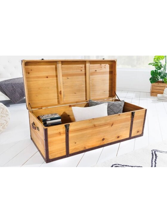MIAhome MIAhome Skrzynka Ława skrzynia sosnowa 41x110 cm Seas Beżowy