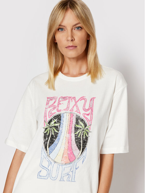 Roxy Roxy T-shirt Come To The Beach ERJZT05336 Bež Boyfriend Fit
