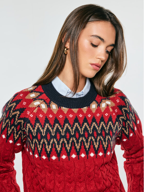BIG STAR BIG STAR Sweter ROHIA Czerwony Comfort Fit
