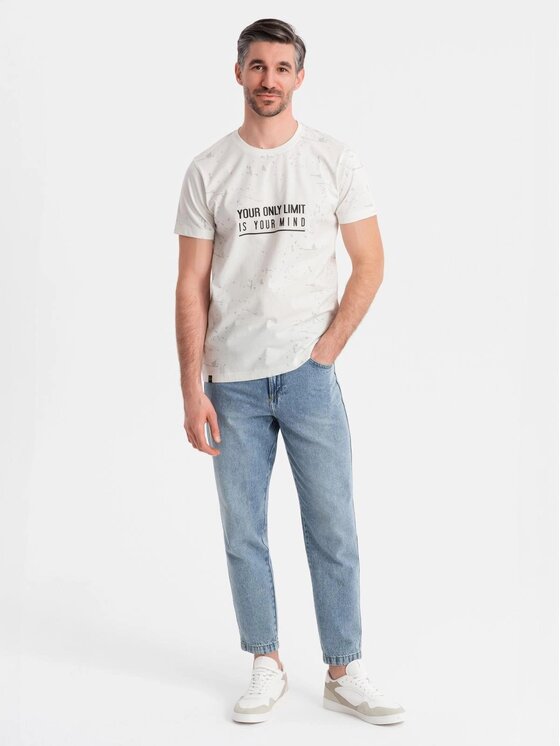 Ombre Ombre T-Shirt OM-TSFP-0187 Biały Regular Fit