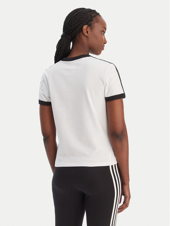 adidas adidas Tričko 3-Stripes KD3683 Biela Slim Fit