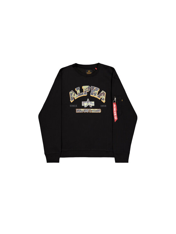 Alpha Industries Alpha Industries Bluza College Camo Sweatshirt Czarny Regular Fit