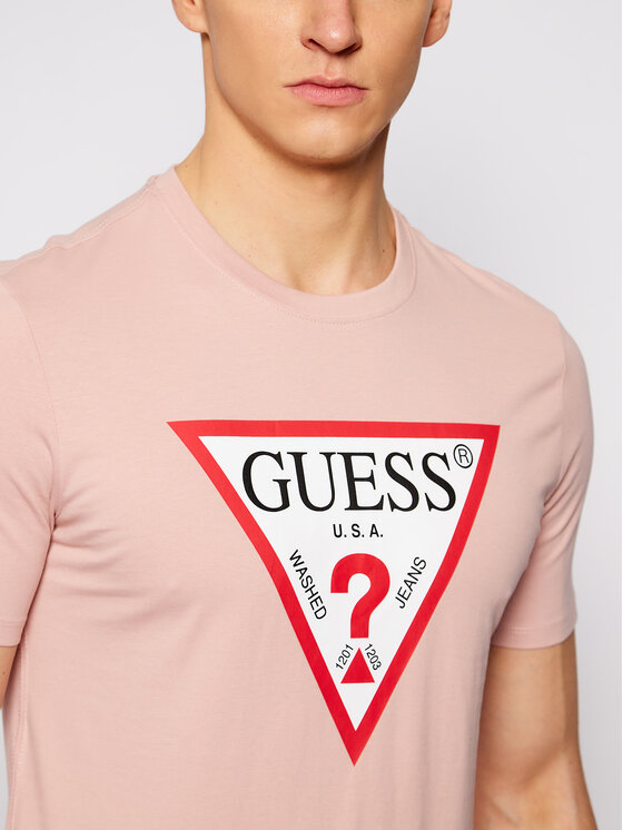 Guess Guess T-Shirt M1RI71 I3Z11 Różowy Slim Fit