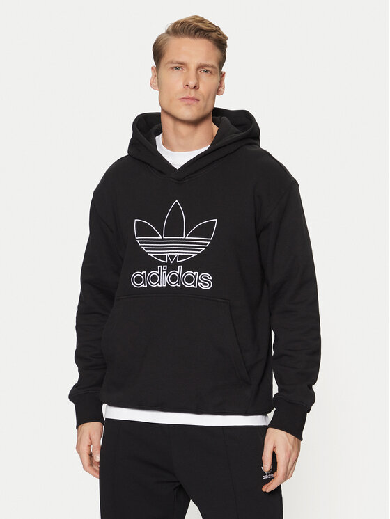 adidas adidas Mikina adicolor Outline Trefoil JP1079 Černá Loose Fit