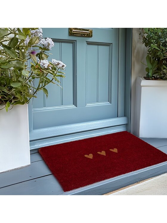 MIAhome MIAhome Wycieraczka kokosowa, serca 45x75 cm Czerwony