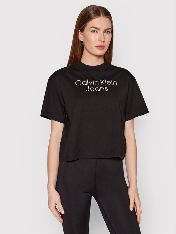 Calvin Klein Jeans Tricou J20J218260 Negru Relaxed Fit
