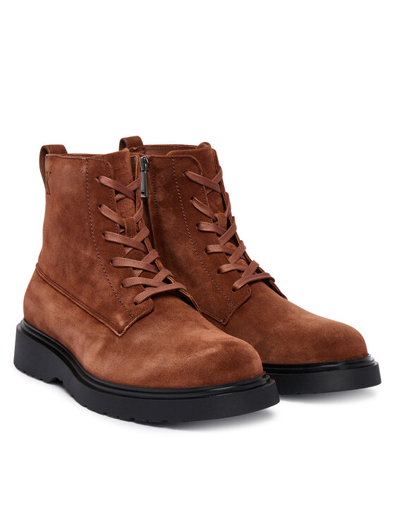 Calvin Klein Calvin Klein Šnurovacia obuv Combat Ess Lace Up Zip Boot Su YM0YM01371 Hnedá