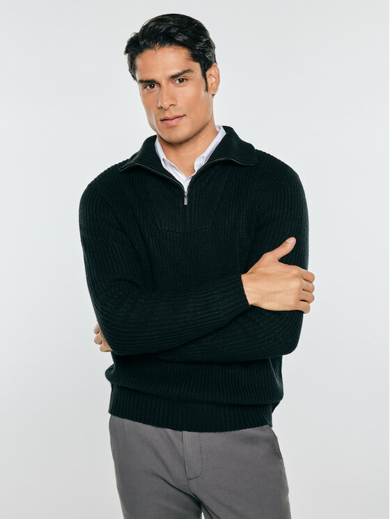 BIG STAR BIG STAR Sweter MICHIGAN Czarny Basic Fit