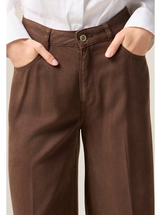 Oltre Oltre Pantaloni di tessuto P704R009049N022 Marrone Baggy Fit