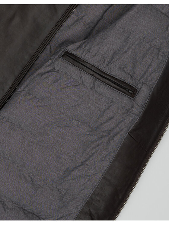 Borgio Borgio Kurtka skórzana salandra_br Brązowy Slim Fit