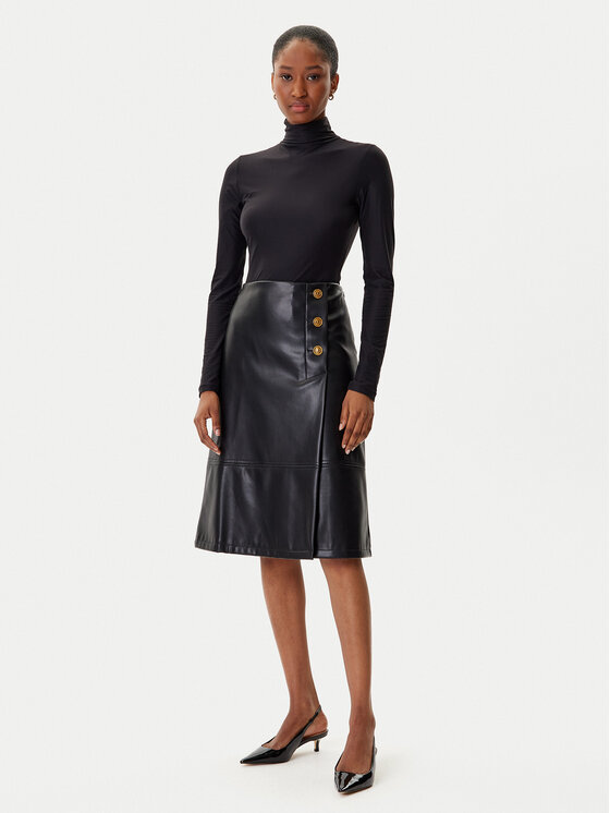 TWINSET TWINSET Φούστα από απομίμηση δέρματος 252TP2233 Μαύρο Regular Fit