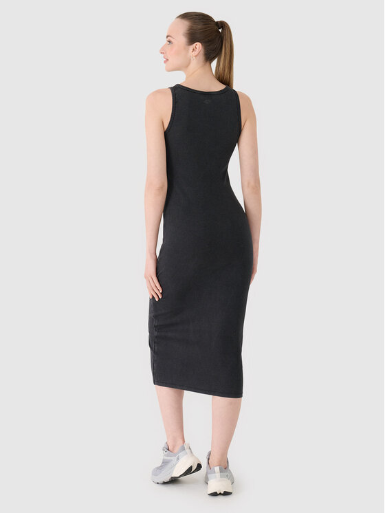 4F 4F Sukienka dzianinowa SS MIDSHOP TEXTILE Czarny Slim Fit