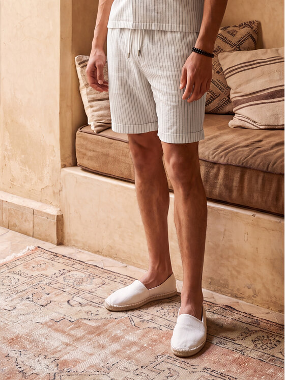 Ombre Ombre Szorty materiałowe OM-SRCS-0208 Biały Regular Fit