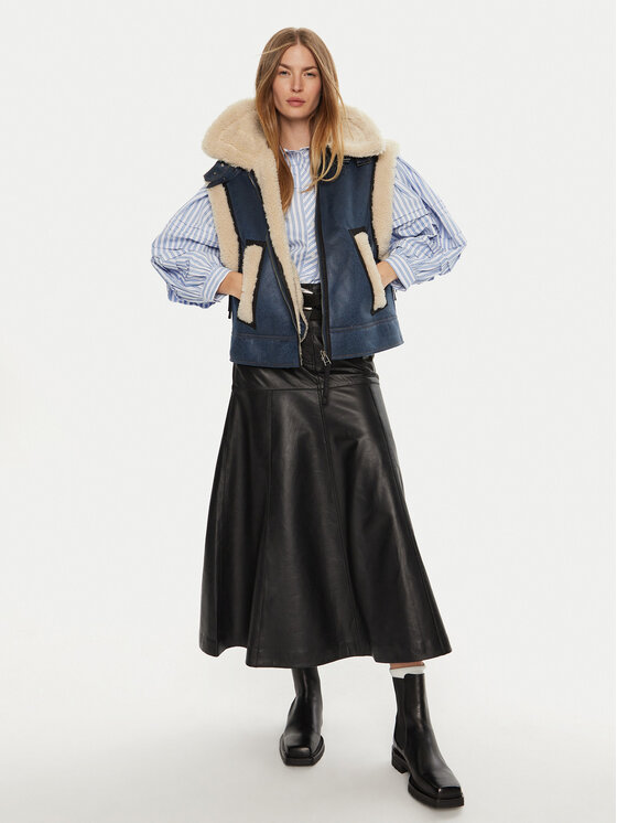 Munthe Munthe Bezrękawnik Tuppa 243150524341 Granatowy Loose Fit