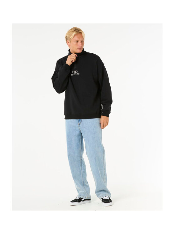 Rip Curl Rip Curl Bluza Pill Icon 1/4 Zip Crew Czarny Relaxed Fit