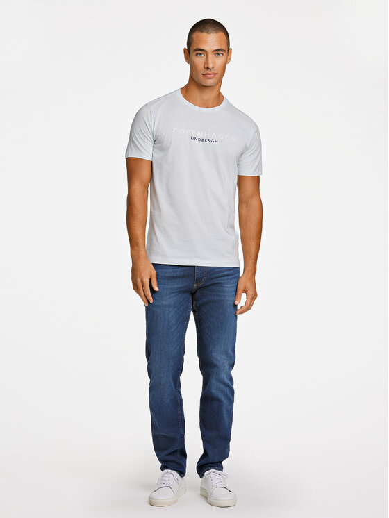 Lindbergh Lindbergh T-Shirt 30-400200 Błękitny Relaxed Fit