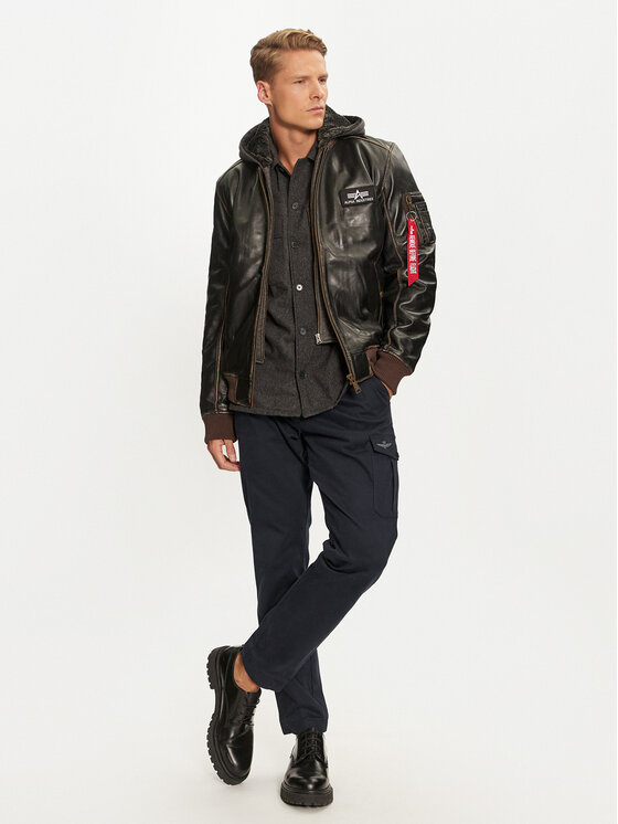 Alpha Industries Alpha Industries Bőrkabát 193129 Barna Regular Fit