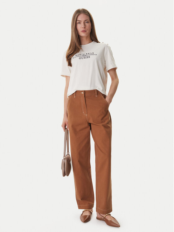 Guess Guess Póló GUESS x NORTH SAILS W6GI03 K2657 Ekru Relaxed Fit