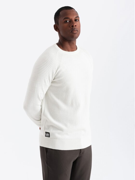 Ombre Ombre Svetr OM-SWSW-0144 Bílá Regular Fit