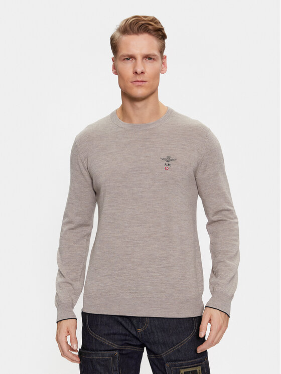Aeronautica Militare Sveter 232MA1388L415 Béžová Regular Fit