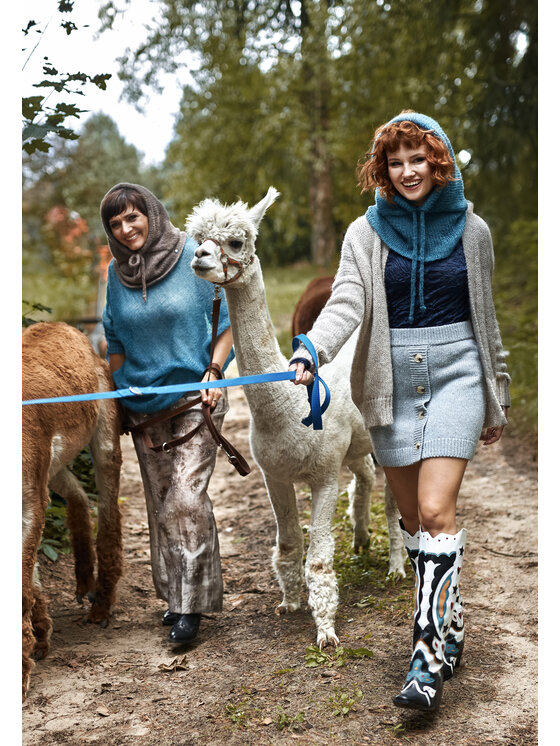 YOU by Tokarska YOU by Tokarska Sweter natalia alpaka Turkusowy Regular Fit