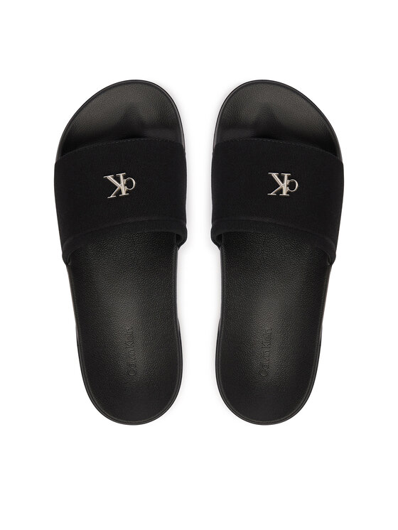 Calvin Klein Calvin Klein Pantoletten Nemo - Canvas Signature Logo Sliders HW0HW02960 Schwarz