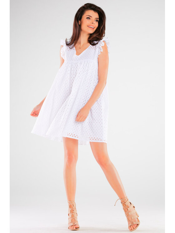 Awama Awama Sukienka letnia A433 Biały Basic Fit