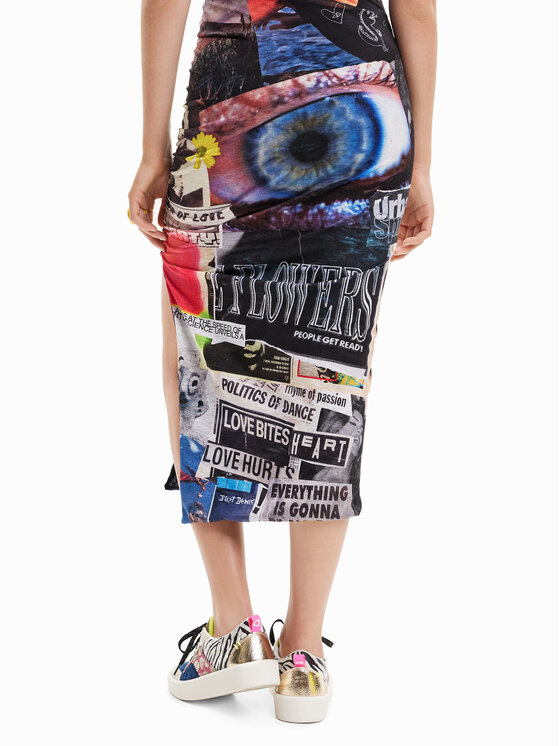Gonna midi Posters 23SWFK09 Multicolore Slim Fit