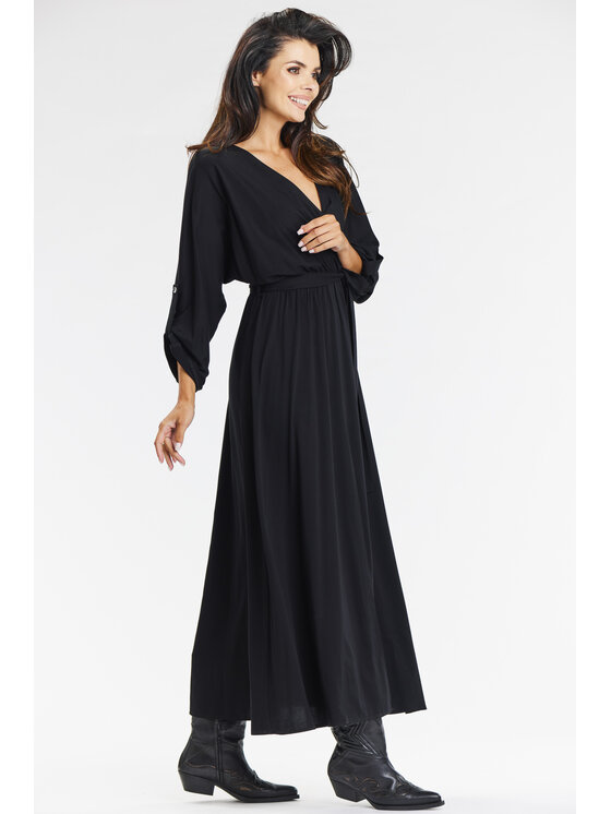 Awama Awama Sukienka letnia A670 Czarny Basic Fit