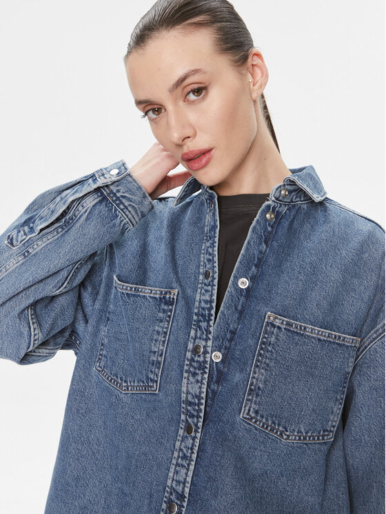 Samsøe Samsøe Samsøe Samsøe cămașă de blugi Eleanor F23400135 Albastru Relaxed Fit
