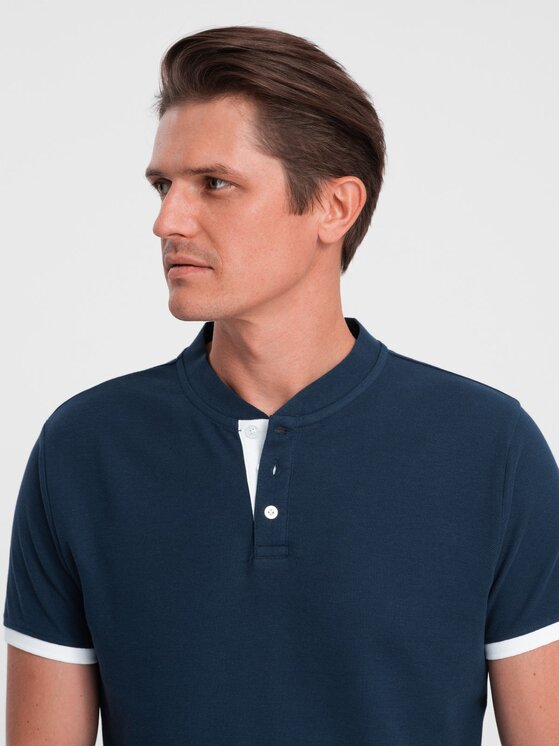Ombre Ombre T-Shirt OM-TSCT-0156 Granatowy Regular Fit
