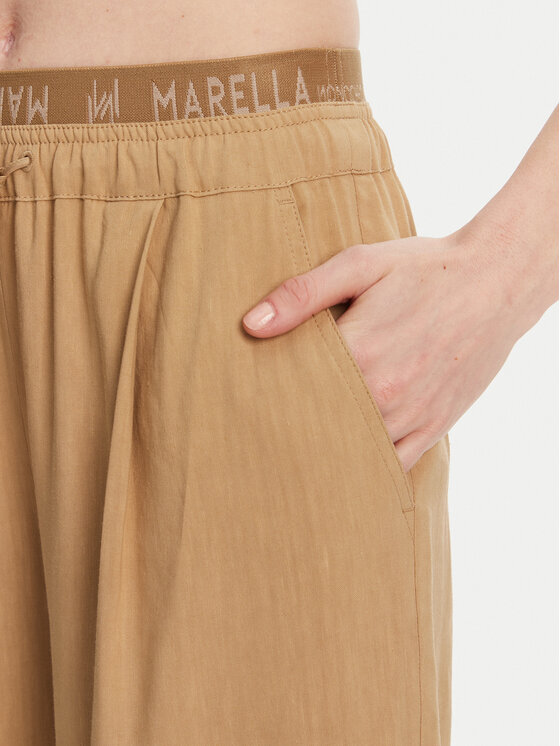 Marella Marella Kalhoty z materiálu Fred 2513131085 Béžová Wide Leg
