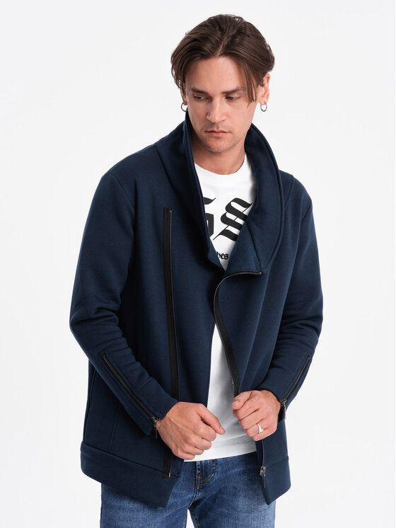 Ombre Ombre Mikina B1362 Tmavomodrá Modern Fit