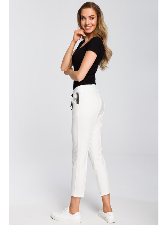 Made of Emotion Made of Emotion Pantaloni da donna M411 Bianco Custom Fit
