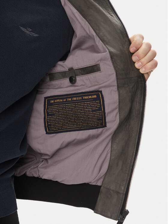 Aeronautica Militare Aeronautica Militare Geacă de piele 251PN5047PL00300 Gri Regular Fit