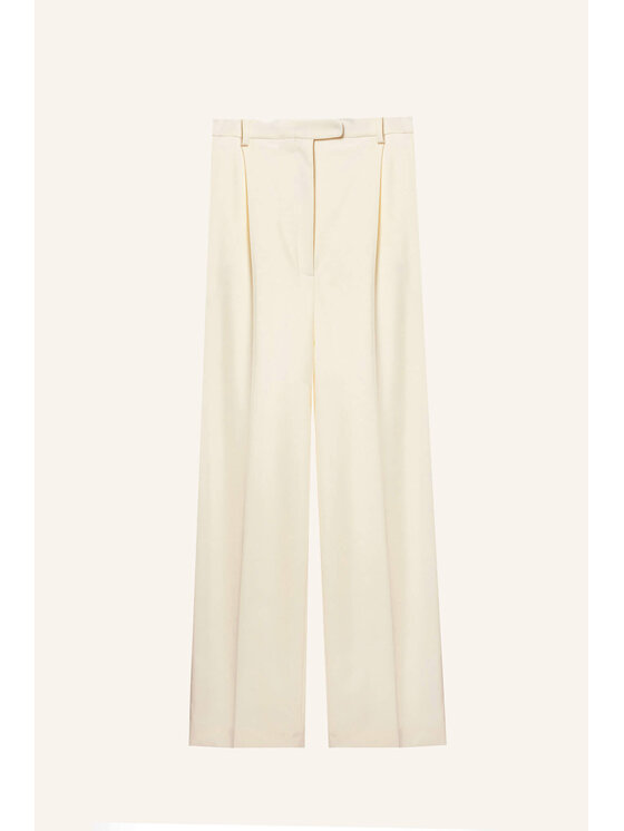 Epuzer Epuzer Spodnie materiałowe Loose wool Kremowy Loose Leg
