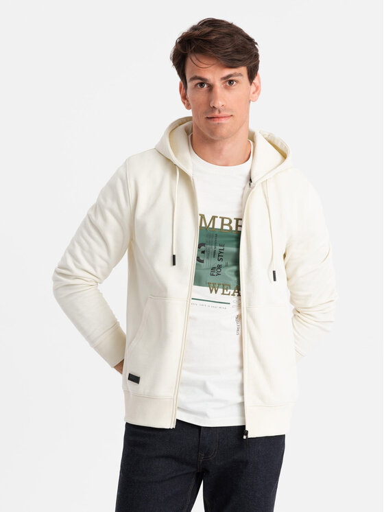 Ombre Ombre Mikina OM-SSBZ-0160 Écru Regular Fit