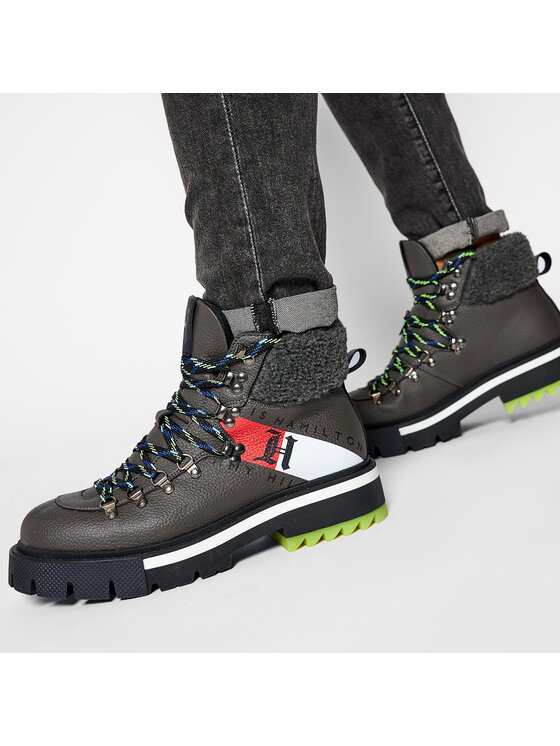 Tommy Hilfiger Schnurstiefeletten LEWIS HAMILTON Lh Shearling Chunky Boot FM0FM03218 Silberfarben Modivo