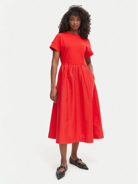Tommy Hilfiger Tommy Hilfiger Rochie de zi WW0WW51148 Roșu Regular Fit