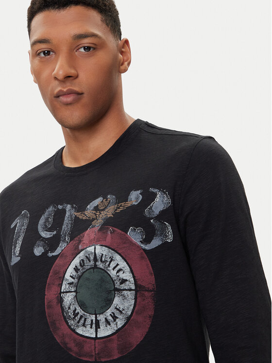 Aeronautica Militare Aeronautica Militare Тениска с дълъг ръкав 252TS2487UJ00709 Черен Regular Fit